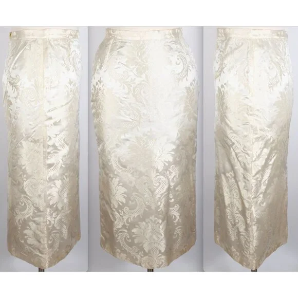 Y2K Dolce&Gabbana skirt suit jacket 42 US 6 Fall 1997 /8 brocade mink fur collar